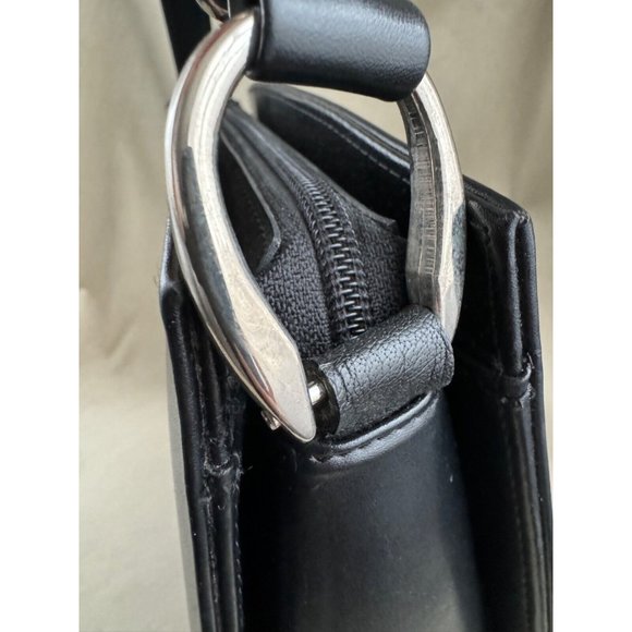 Gianni Versace Vintage Silver Medusa Tote Bag Black PU Leather - Picture 12 of 16